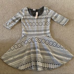 NWT Black and Cream Flare Dress Size Medium